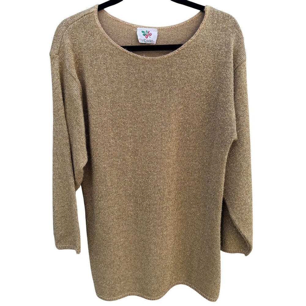 Nutcracker Vintage 80s Womens S Gold Metallic Knit Tunic Sweater Glam Party‎